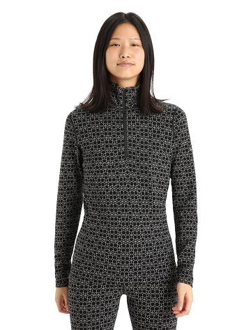 Black / Snow Icebreaker Merino 250 Vertex Long Sleeve Half Zip Alpine Geo Women's One Piece & Sets | AU 1794VRWD